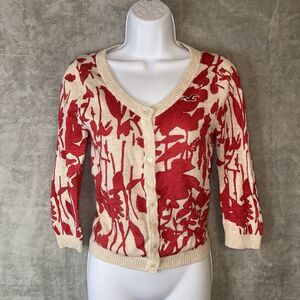 Hollister Y2K Floral Button Cardigan Sz Med 3/4 Sleeve Preppy Cottage